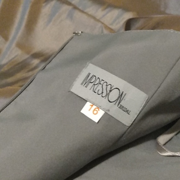 Silver / Gray Iridescent Dress /Gown by Impression Bridal (Street Size 12) - Picture 5 of 13